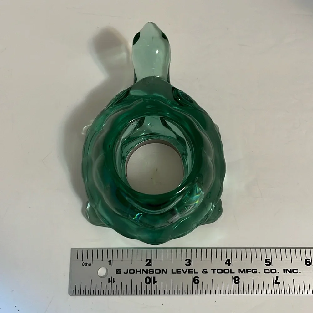 Vintage Indiana Glass Spanish green turtle votive tea light candleholder #12144